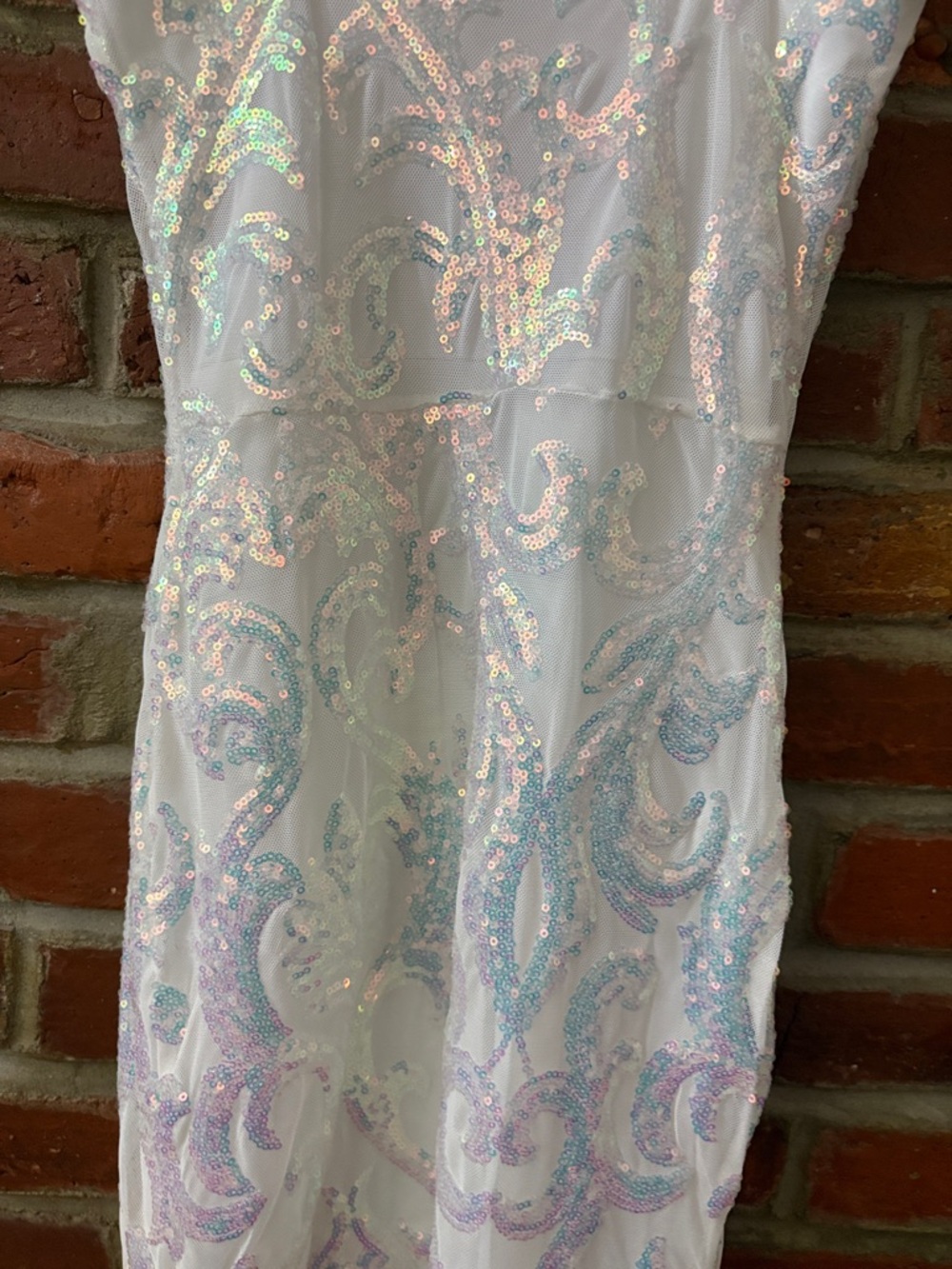 Windsor White Sequin Slip Dress with Iridescent Embellishment Size XS - Picture 5 of 6